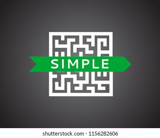 Simple Vector Concept To Show Simplify Or Cheat Maze, Overcoming Problems, Own Road Arrow In Labyrinth.