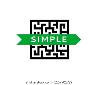 Simple Vector Concept To Show Simplify Or Cheat Maze, Overcoming Problems, Own Road Arrow In Labyrinth.