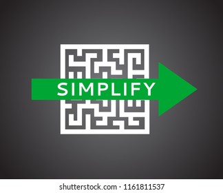 Simple Vector Concept To Show Simplify Or Cheat Maze, Overcoming Problems, Own Road Arrow In Labyrinth.