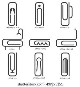 simple vector concept web icons on office theme with different form of paper clips