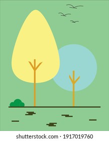 simple vector but contains complete nature. This flat art vector can be used as a gift wrap ornament or pamphlet decoration.