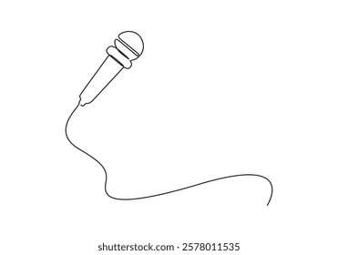 Simple vector continuous one line drawing of microphone vector illustration