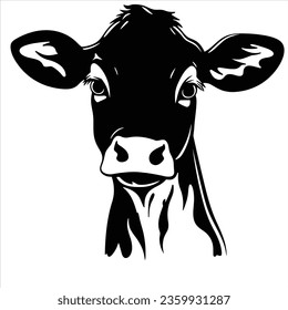 Simple vector cow hand drawn animal silhouette