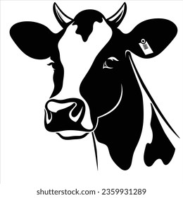 Simple vector cow hand drawn animal silhouette