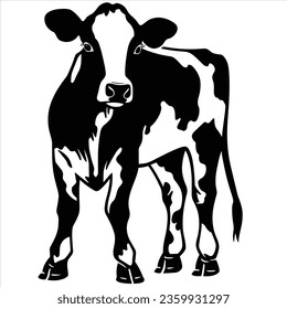 Simple vector cow hand drawn animal silhouette