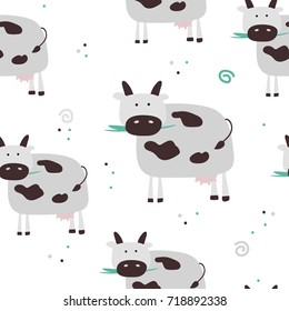 Simple vector cow seamless pattern.