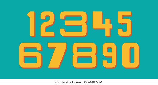 Simple vector creative color shapes' numerals. font alphabet vector illustrations.