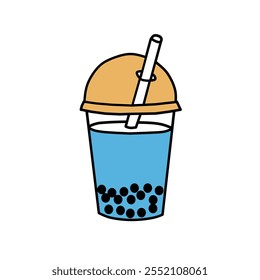 Simple vector of a cup of blue ice boba with a beautiful look.