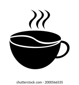 Simple vector cup of coffee icon isolated on white background