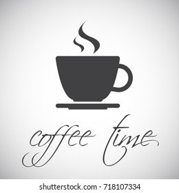 Simple vector cup of coffee icon isolated on white background