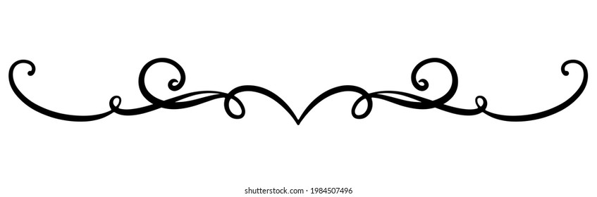 Simple vector curl element for text separation and page design, menu, product design. Drawing with rounded lines and wavy lines for greeting product - holidays, Valentine's day, March 8, birthday