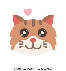 simple vector of cute cat head with loving gaze. on a white background