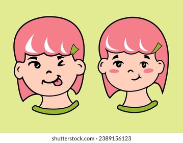 a simple vector cute girl for sticker, kids book, and much more