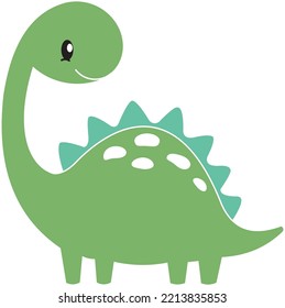 simple vector cute green dino baby