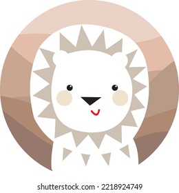 simple vector cute white lion