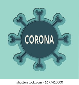 Simple Vector Cutout Illustration of Corona virus with a title and green background