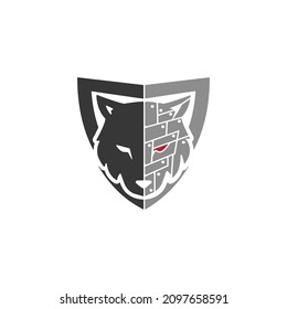 Simple Vector Cyborg Wolf Logo 