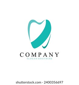 Simple Vector Dental Care Logo Design. Line Art Illustration.
