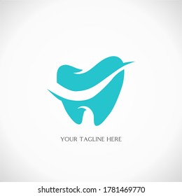 Simple Vector Dental Logo with teeth icon in blue modern Logotype design for company branding and identity design.