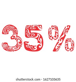 Simple Vector Design of a 35 Percent Discount Label in Red