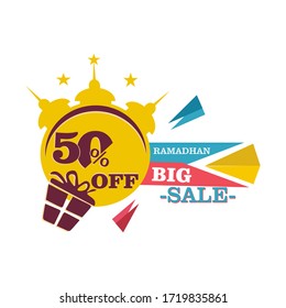Simple vector design of 50% Ramadan big discount 