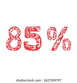 Simple Vector Design of a 85 Percent Discount Label in Red