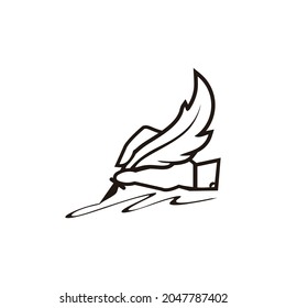 simple vector design about a unique and simple book and pen and speed logo with an elegant look
