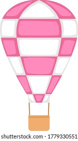 Simple Vector Design of an Air Balloon in White and Pink