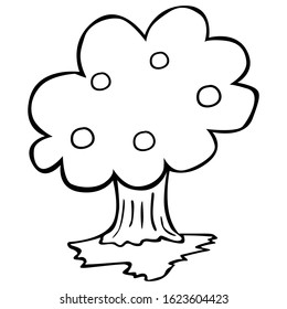 Simple Vector Design of The Apple Tree in Black and White