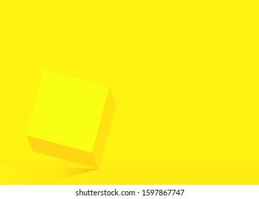 simple vector design background in yellow with a cube shape