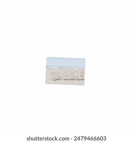 Simple vector design Beach in an attractive day with waves,brown sand and blue sky