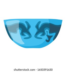 Diseño vectorial simple de un cuenco en azul