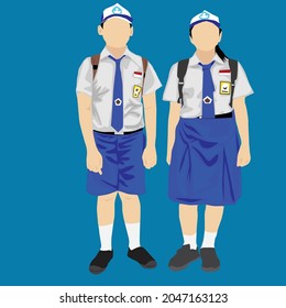 simple vector design of a boy and girl in junior high school uniform