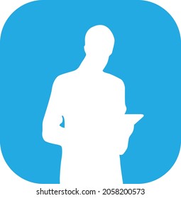 simple vector design of a businessman using an ipad