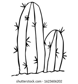 Simple Vector Design of a Cactus in Black and White