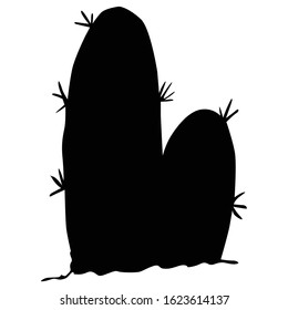 Simple Vector Design of a Cactus in Black and White