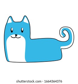 Simple Vector Design of a Cat in Blue