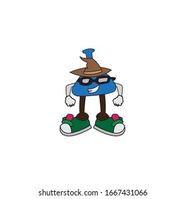 Simple vector design character of a cute witch bottle wearing shoes