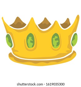 Simple Vector Design of a Crown with Green Ruby Stones