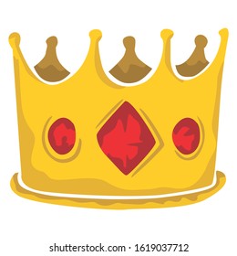 Simple Vector Design of a Crown with Red Ruby Stones