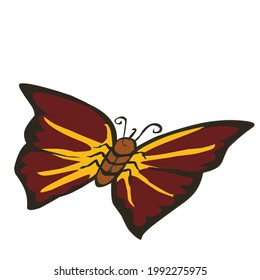 A simple vector design of a dark red butterfly, suitable for logo designs, illustrations, and backgrounds