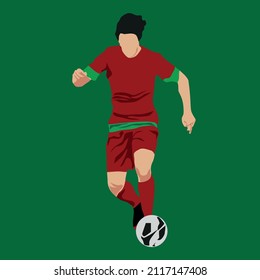 simple vector design of a football player dribbling the ball