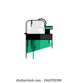 simple vector design of green art gas lighter on the white background