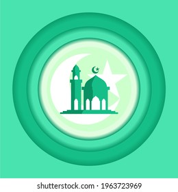 simple vector design of green islamic background with moon and star symbol