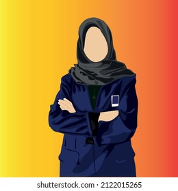 simple vector design of a hijab woman wearing a suit