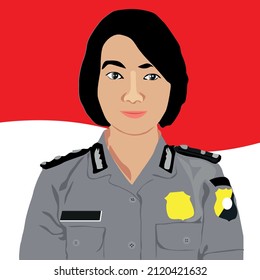 simple vector design of an indonesian policewoman