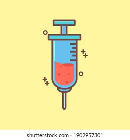 Simple Vector Design A Injector,vector Vaccine Concept Illustration, Injection Contain Vaccine Design Vector,vaccine Bottle.flat Design Injector