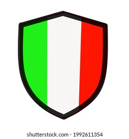 Simple Vector design of Italian flag inside shield frame suitable for logo, icon and background design
