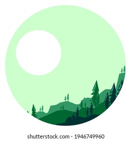 simple vector design of landscape evergreen or silhouette art