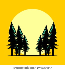 simple vector design landscape evergreen